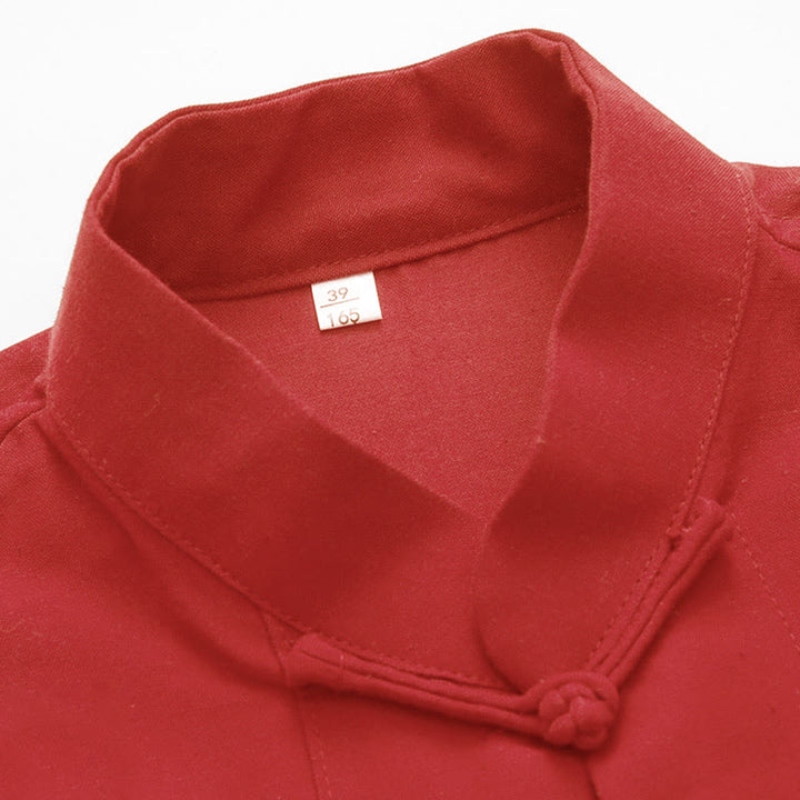 Buddha Stones 2 szt. Jesienny męski garnitur Tang z żabą i guzikami, bawełniana koszula z długim rękawem i spodniami - image 5