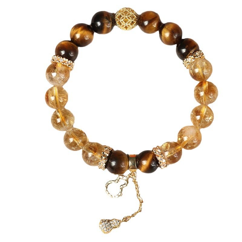 Buddha Stones Naturalne Tygrysie Oko Cytrynowe Koraliki Fortune Gourd Strength Bransoletka