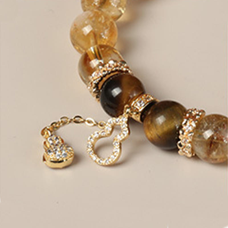 Buddha Stones Naturalne Tygrysie Oko Cytrynowe Koraliki Fortune Gourd Strength Bransoletka