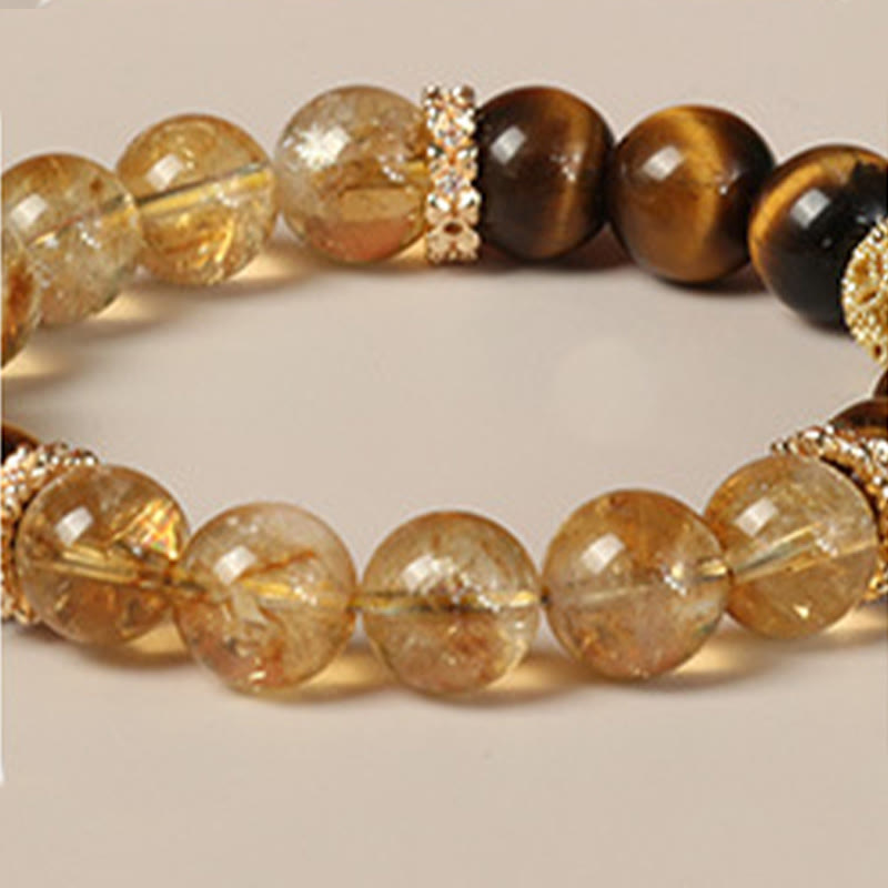 Buddha Stones Naturalne Tygrysie Oko Cytrynowe Koraliki Fortune Gourd Strength Bransoletka