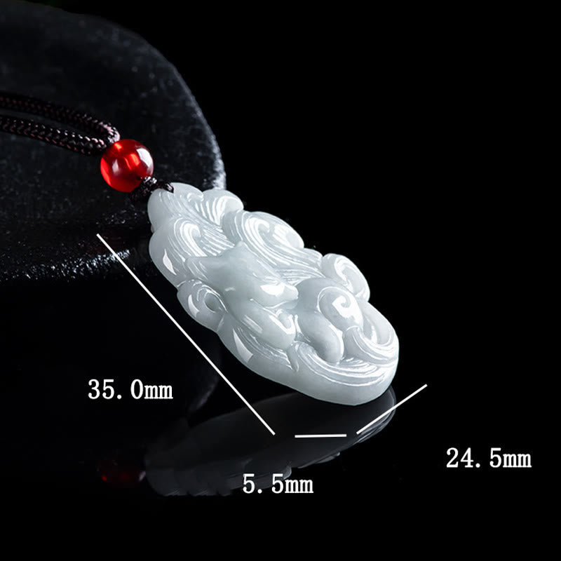 Buddha Stones Naturalny Jade Dziewięcioogonowy Naszyjnik Szczęście Lis Wisiorek