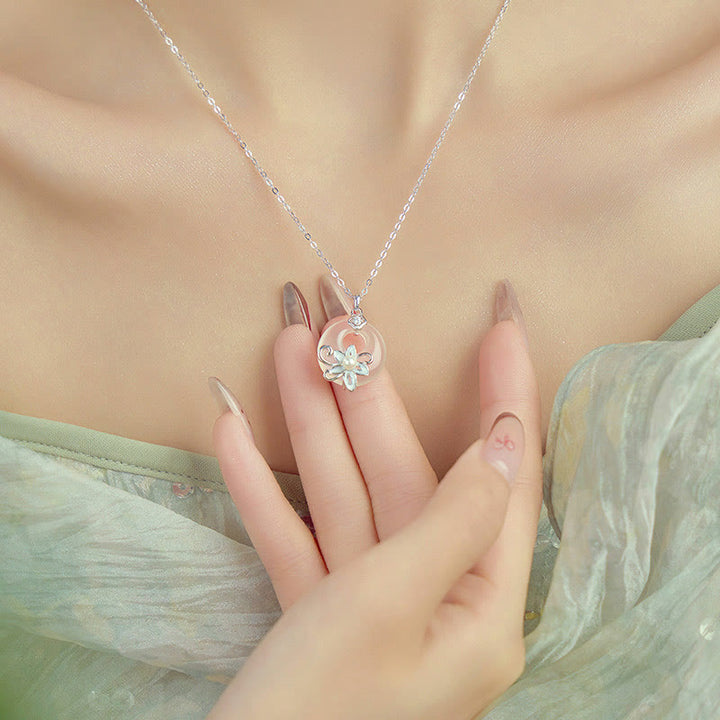 Buddha Stones Chalcedon Pokoju Klamra 999 Srebro Sterlingowe Naszyjnik Lotos Pozytywny Wisiorek - image 10