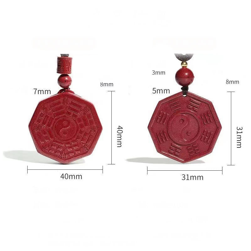 Buddha Stones Naturalny Cynober Bagua Taishang Laojun Fu Charakter Spokojny Naszyjnik Wisiorek