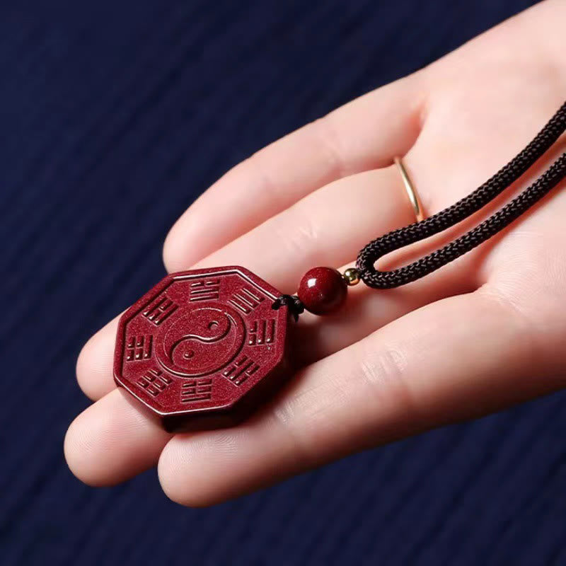 Buddha Stones Naturalny Cynober Bagua Taishang Laojun Fu Charakter Spokojny Naszyjnik Wisiorek