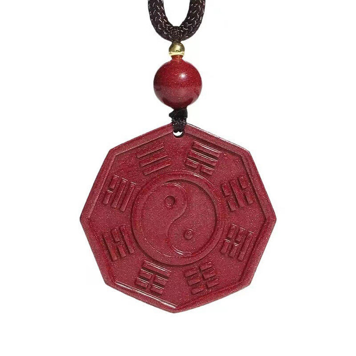 Buddha Stones Naturalny Cynober Bagua Taishang Laojun Fu Charakter Spokojny Naszyjnik Wisiorek