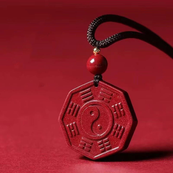 Buddha Stones Naturalny Cynober Bagua Taishang Laojun Fu Charakter Spokojny Naszyjnik Wisiorek