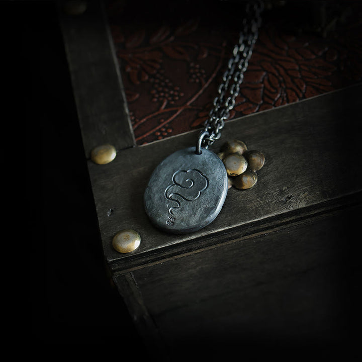 Buddha Stones 999 Srebro Sterlingowe 24k Złoto Żuraw Pomyślne Chmury Równowaga Naszyjnik Wisiorek - image 2