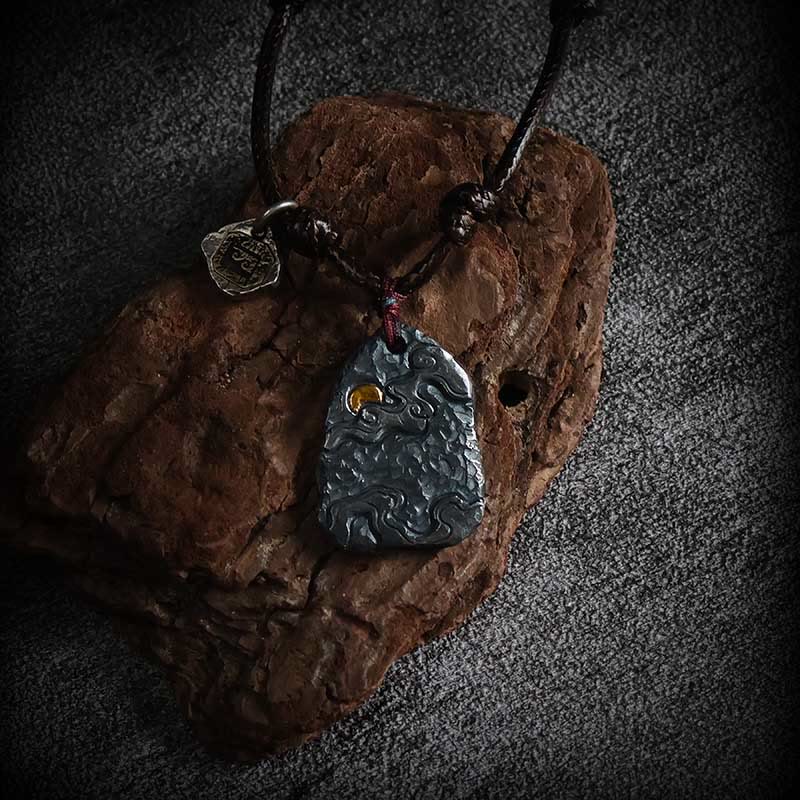 Buddha Stones 999 Srebro Sterlingowe 24k Złoto Pomyślne Chmury Ochrona Naszyjnik Wisiorek - image 1