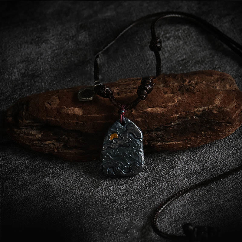 Buddha Stones 999 Srebro Sterlingowe 24k Złoto Pomyślne Chmury Ochrona Naszyjnik Wisiorek