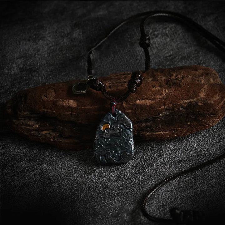 Buddha Stones 999 Srebro Sterlingowe 24k Złoto Pomyślne Chmury Ochrona Naszyjnik Wisiorek