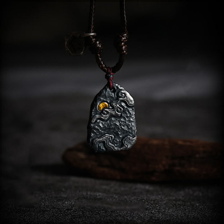 Buddha Stones 999 Srebro Sterlingowe 24k Złoto Pomyślne Chmury Ochrona Naszyjnik Wisiorek
