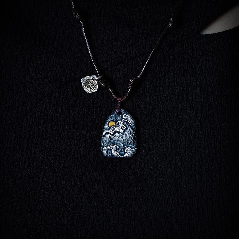 Buddha Stones 999 Srebro Sterlingowe 24k Złoto Pomyślne Chmury Ochrona Naszyjnik Wisiorek