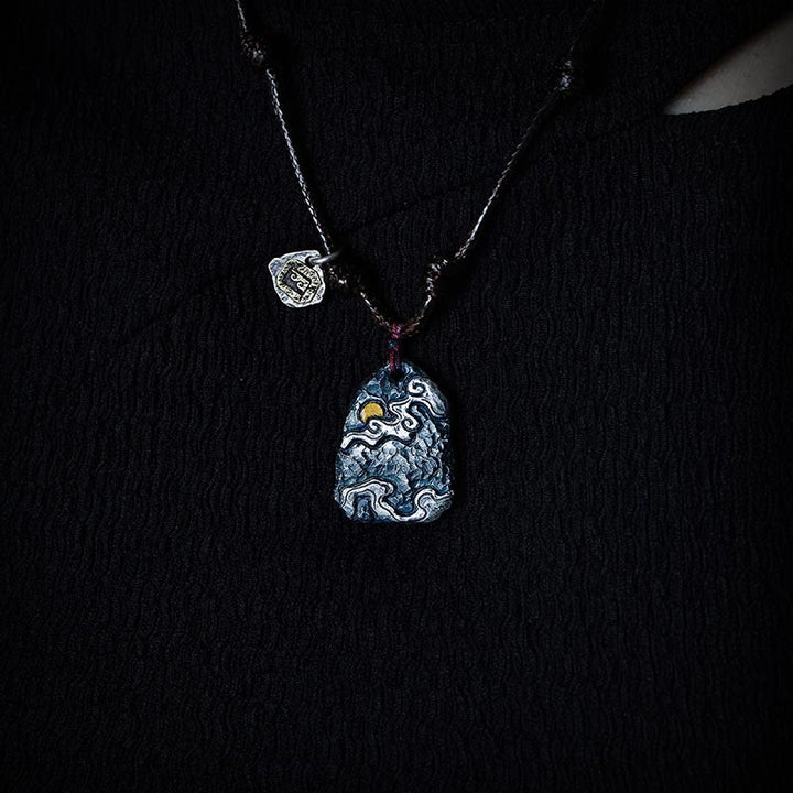 Buddha Stones 999 Srebro Sterlingowe 24k Złoto Pomyślne Chmury Ochrona Naszyjnik Wisiorek