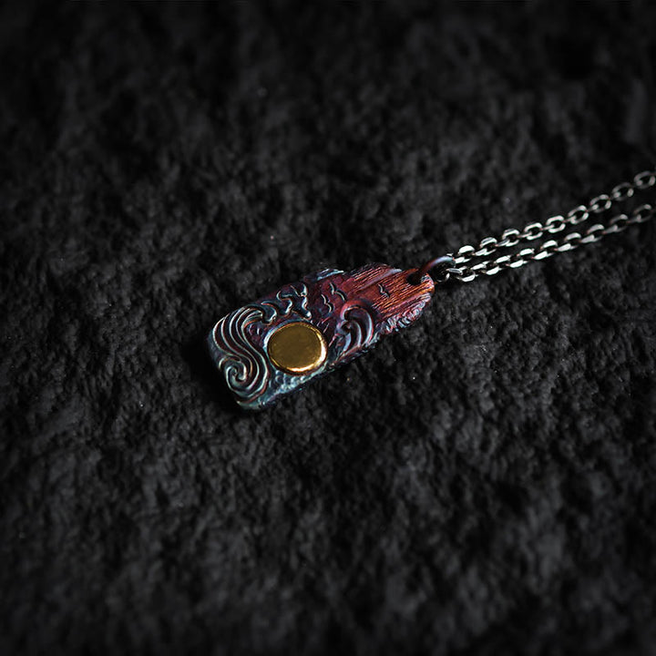 Buddha Stones 999 Srebro Sterlingowe 24k Złoto Fale Słoneczne Naszyjnik Wisiorek Równowaga - image 3