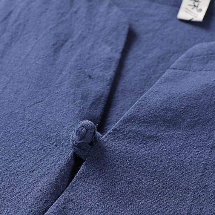 Koszula męska Buddha Stones Casual Plain Color One Button Sleeve Three Quarter Cotton Linen - image 10