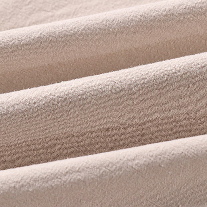 Koszula męska z kieszeniami, z nadrukiem Buddha Stones, w jednolitym kolorze, z rękawami trzy czwarte, z przodu, z bawełny i lnu - image 2