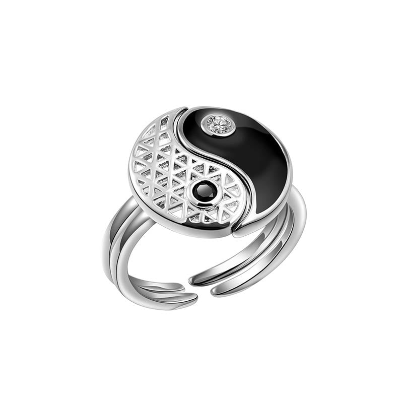 Buddha Stones Yin Yang Tytanowa Stalowa Mankiet Równowaga Para Pierścień