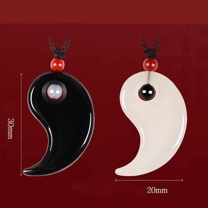Buddha Stones Czarny Onyks Biały Agat Yin Yang Tai Chi Diagram Fortune Para Naszyjnik Wisiorek - image 8