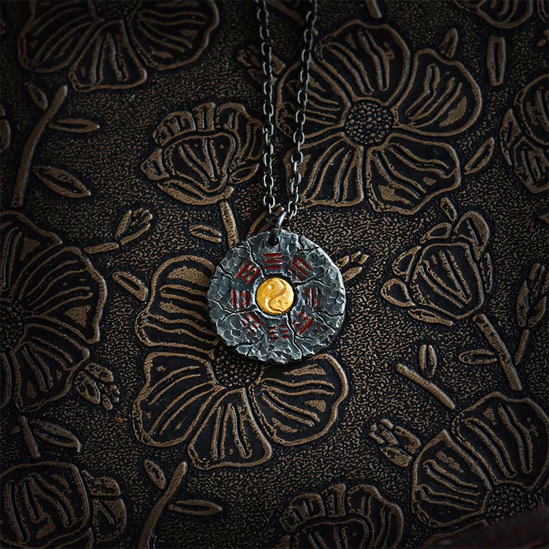 Buddha Stones 999 Srebro Sterlingowe 24k Złoto Bagua Tai Chi Yin Yang Design Duchy Górskie Wydaj Pieniądze Naszyjnik Wisiorek Harmonia - Łańcuszek ze srebra próby 999 i stali tytanowej - image 9