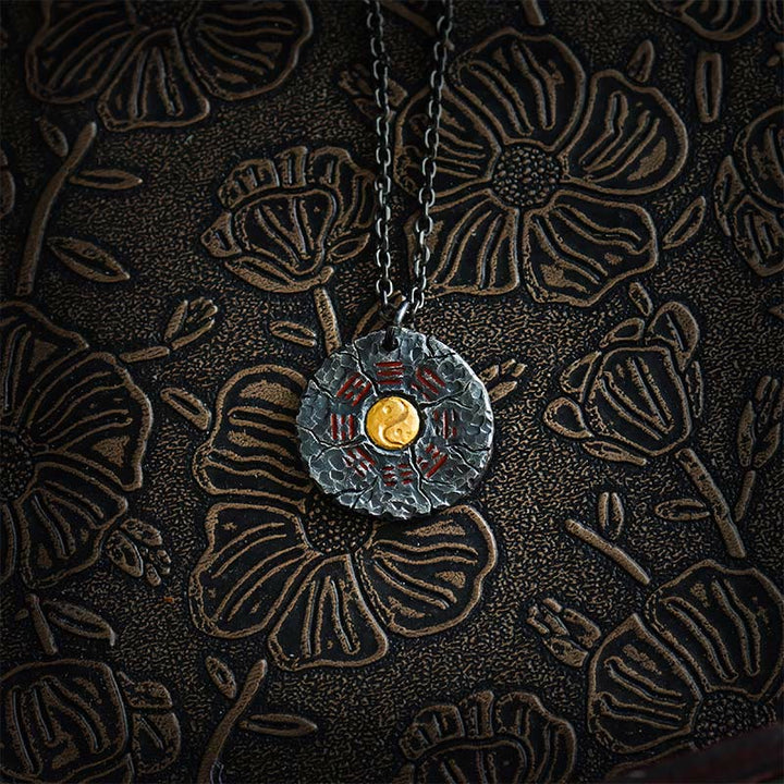 Buddha Stones 999 Srebro Sterlingowe 24k Złoto Bagua Tai Chi Yin Yang Design Duchy Górskie Wydaj Pieniądze Naszyjnik Wisiorek Harmonia - Łańcuszek ze srebra próby 999 i stali tytanowej - image 9