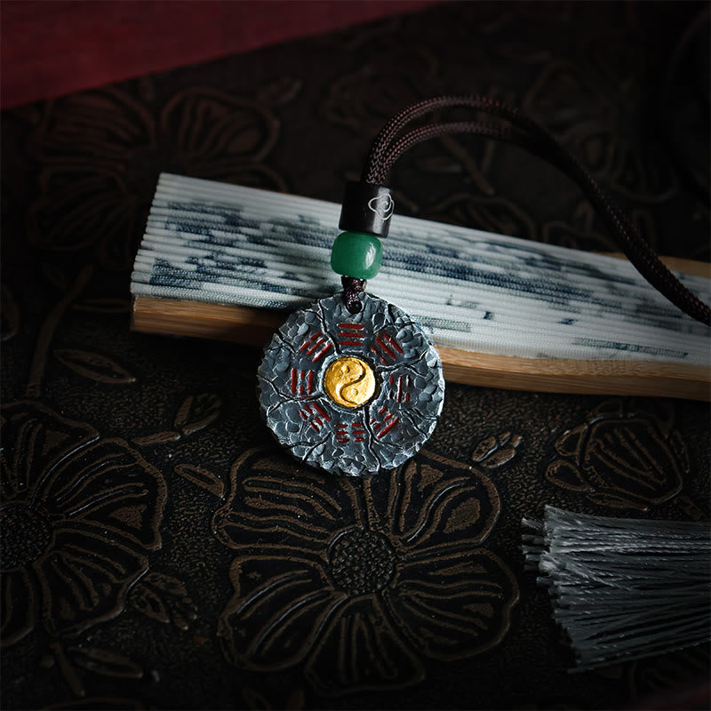 Buddha Stones 999 Srebro Sterlingowe 24k Złoto Bagua Tai Chi Yin Yang Design Duchy Górskie Wydaj Pieniądze Naszyjnik Wisiorek Harmonia - image 2