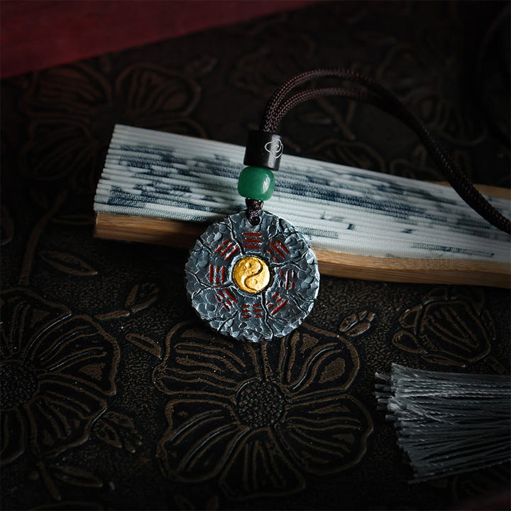 Buddha Stones 999 Srebro Sterlingowe 24k Złoto Bagua Tai Chi Yin Yang Design Duchy Górskie Wydaj Pieniądze Naszyjnik Wisiorek Harmonia - image 2