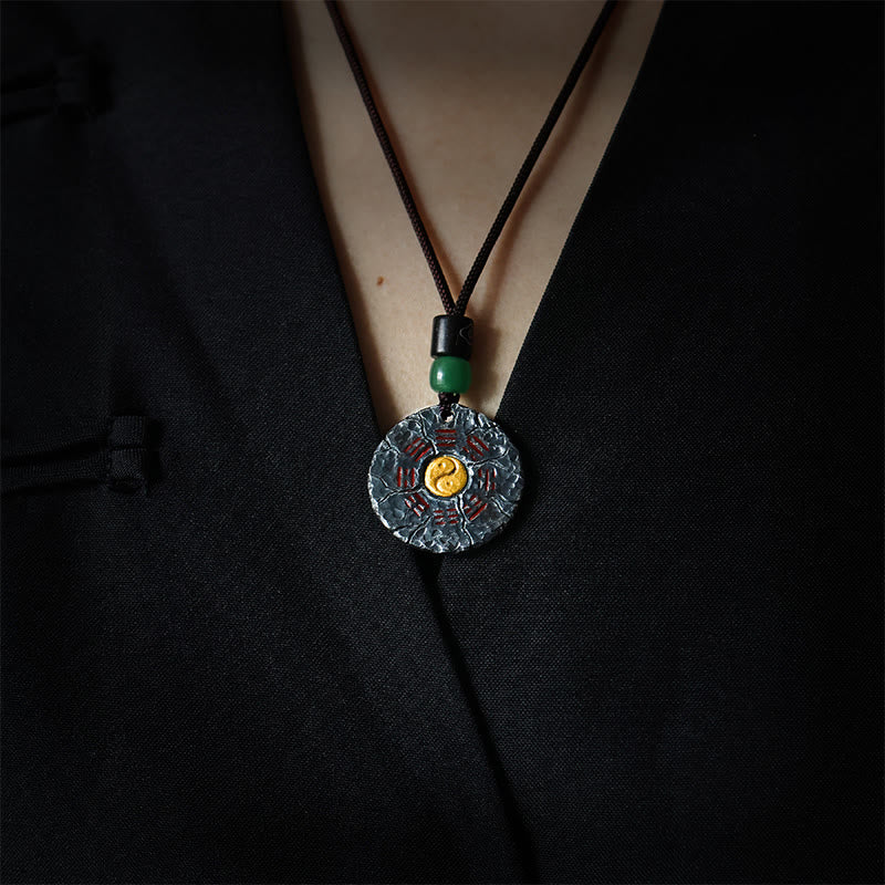 Buddha Stones 999 Srebro Sterlingowe 24k Złoto Bagua Tai Chi Yin Yang Design Duchy Górskie Wydaj Pieniądze Naszyjnik Wisiorek Harmonia - image 1
