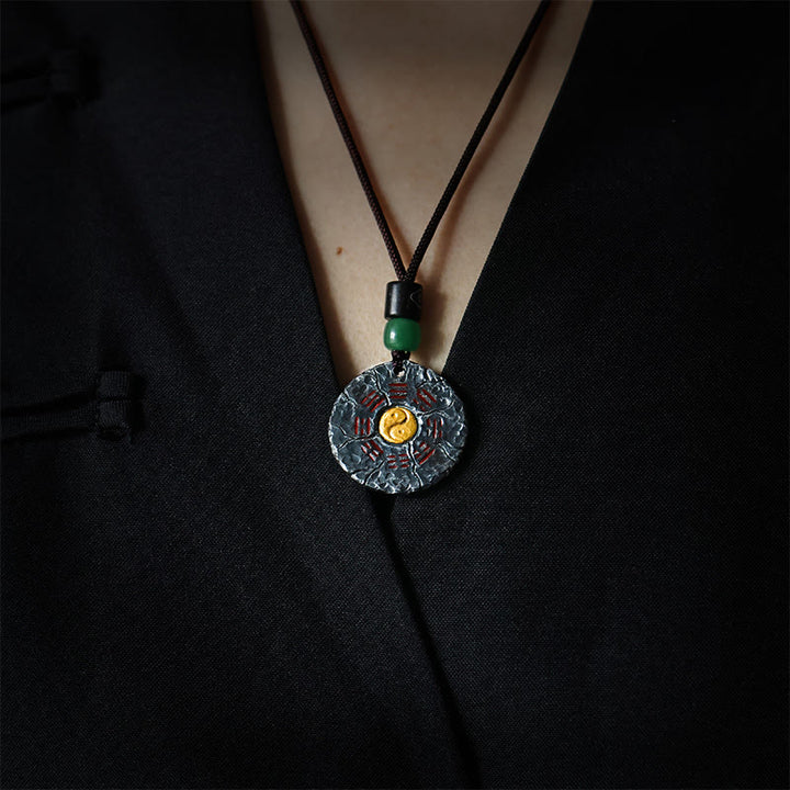 Buddha Stones 999 Srebro Sterlingowe 24k Złoto Bagua Tai Chi Yin Yang Design Duchy Górskie Wydaj Pieniądze Naszyjnik Wisiorek Harmonia - image 1