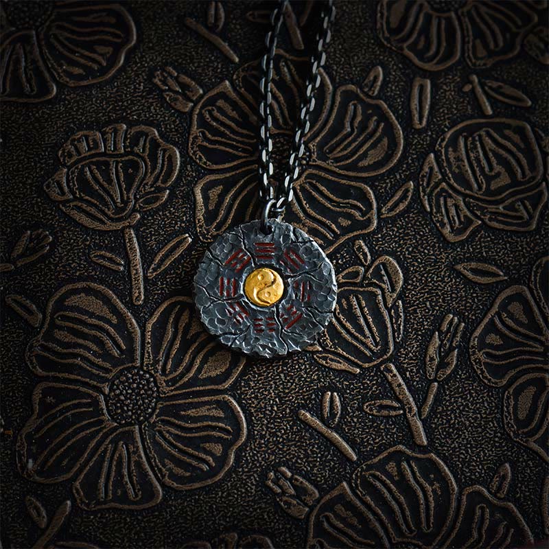 Buddha Stones 999 Srebro Sterlingowe 24k Złoto Bagua Tai Chi Yin Yang Design Duchy Górskie Wydaj Pieniądze Naszyjnik Wisiorek Harmonia - Srebro próby 999 i łańcuszek ze srebra - image 10