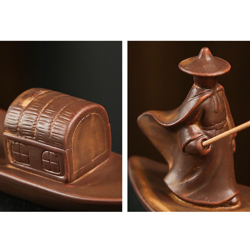 Buddha Stones Rybak Łódź Rybacka Bambus Ręka Buddy Lotos Duchowe Uzdrawianie Ceramiczny Patyk Kadzidło Dekoracja - image 5