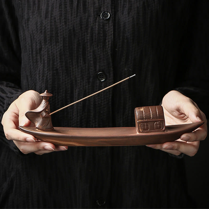 Buddha Stones Rybak Łódź Rybacka Bambus Ręka Buddy Lotos Duchowe Uzdrawianie Ceramiczny Patyk Kadzidło Dekoracja - image 1