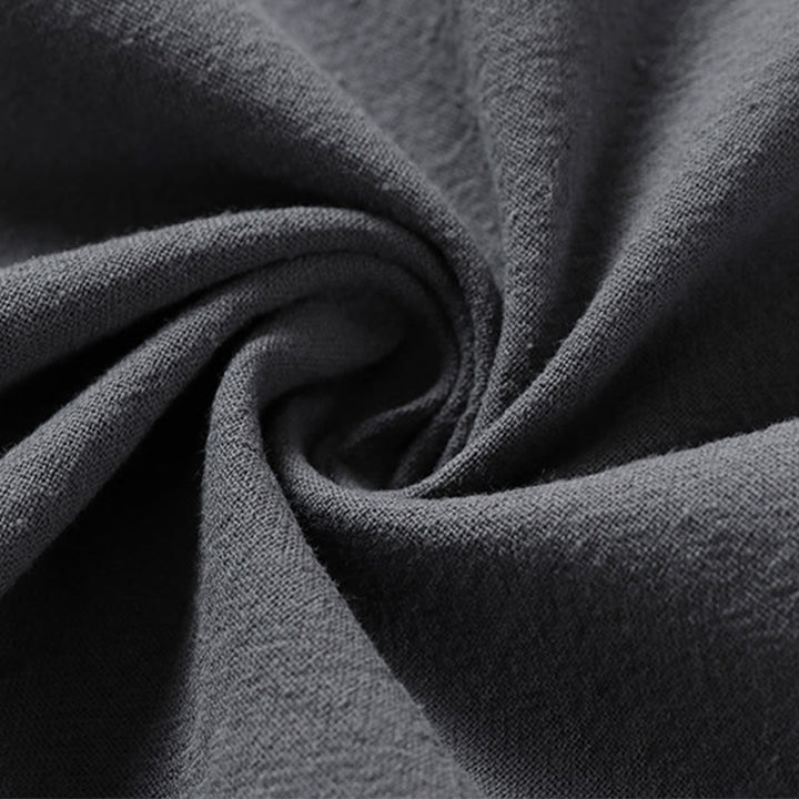 Koszula męska z bawełny Buddha Stones Casual Plain Color Dwa guziki Dekolt w serek Rękaw trzy czwarte - image 8