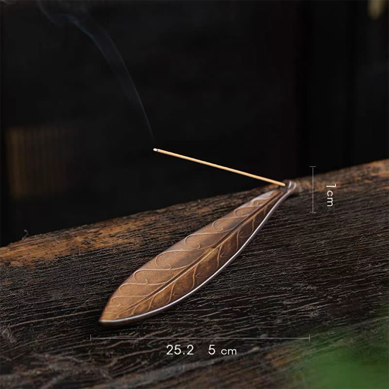 Buddha Stones Liść Wierzby Uzdrawiająca Ceramiczna Kadzielnica Dekoracja - Zwiędły liść wierzby 25,5*5*1 cm - image 9