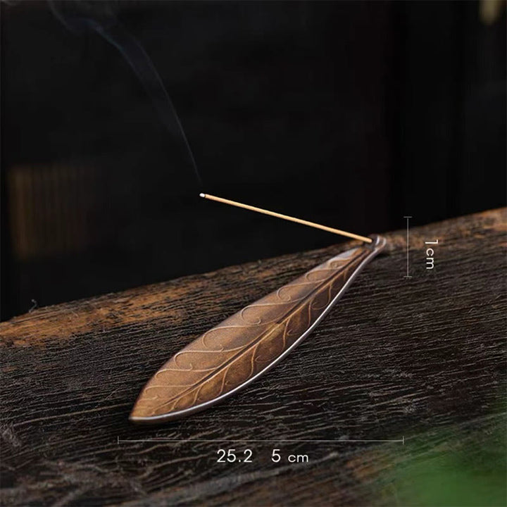 Buddha Stones Liść Wierzby Uzdrawiająca Ceramiczna Kadzielnica Dekoracja - Zwiędły liść wierzby 25,5*5*1 cm - image 9