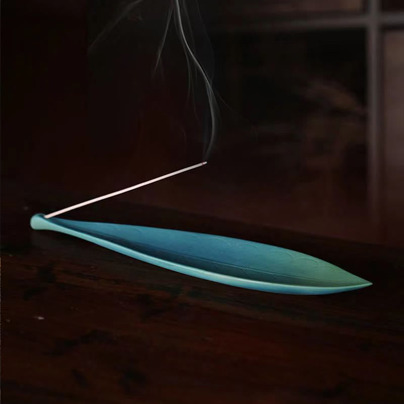 Buddha Stones Liść Wierzby Uzdrawiająca Ceramiczna Kadzielnica Dekoracja - image 1