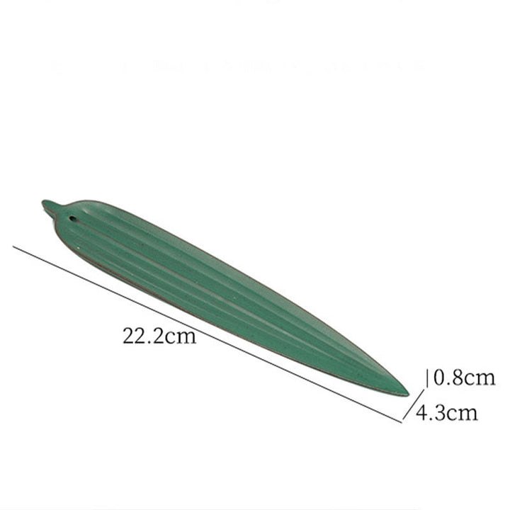 Buddha Stones Zielone Liście Bambusa Uzdrawiająca Ceramiczna Kadzielnica Dekoracja - image 4