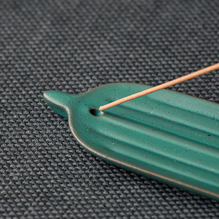 Buddha Stones Zielone Liście Bambusa Uzdrawiająca Ceramiczna Kadzielnica Dekoracja - image 8