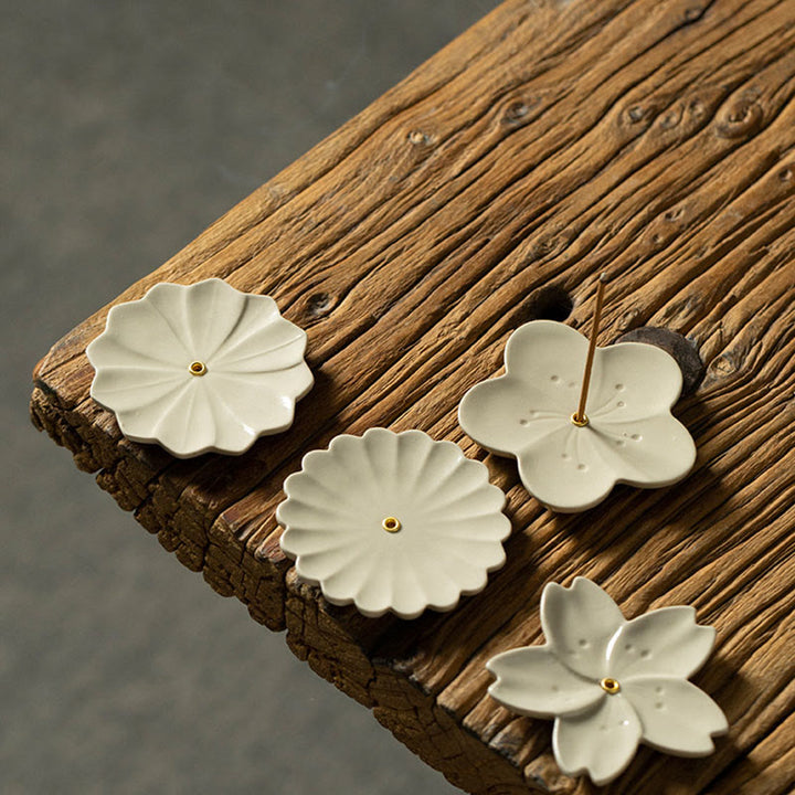 Buddha Stones Lotos Kwiat Wiśni Kwiat Śliwy Chryzantema Uzdrawiająca Ceramiczna Kadzielnica Dekoracja - image 12