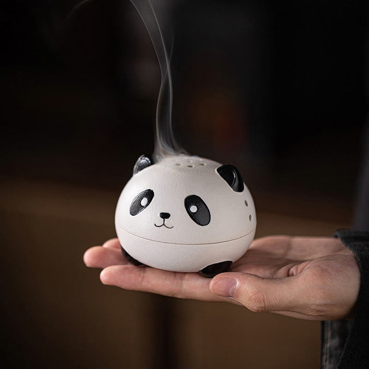 Buddha Stones Słodka Panda Uzdrawiająca Ceramiczna Kadzielnica Dekoracja Biurka