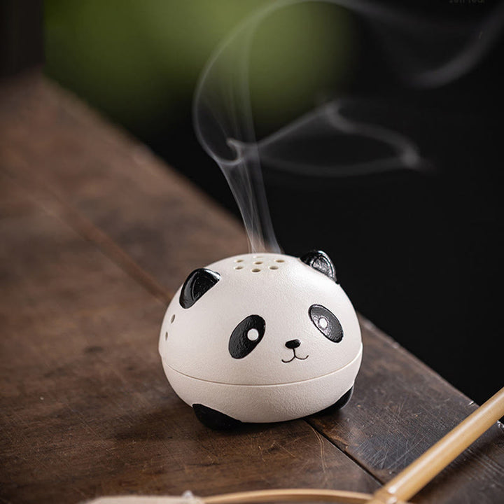 Buddha Stones Słodka Panda Uzdrawiająca Ceramiczna Kadzielnica Dekoracja Biurka