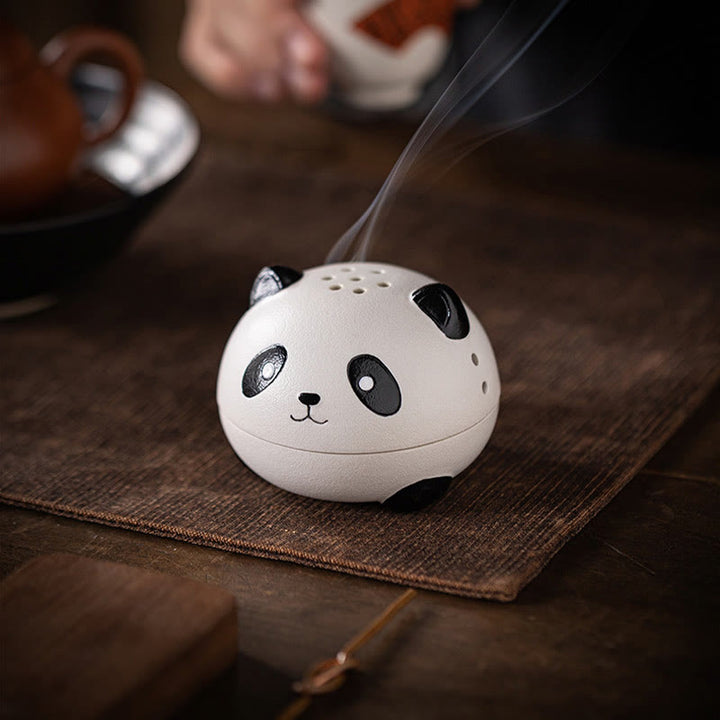 Buddha Stones Słodka Panda Uzdrawiająca Ceramiczna Kadzielnica Dekoracja Biurka