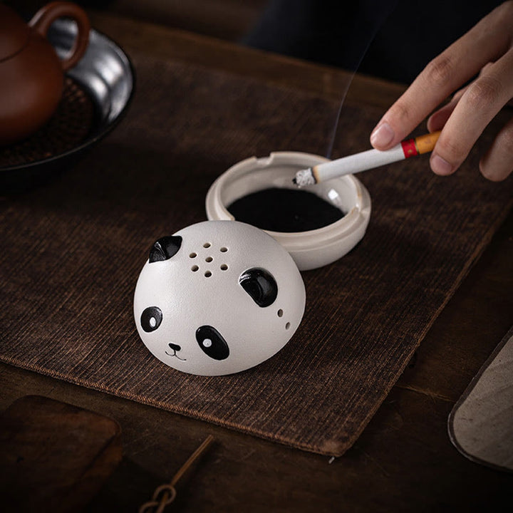 Buddha Stones Słodka Panda Uzdrawiająca Ceramiczna Kadzielnica Dekoracja Biurka
