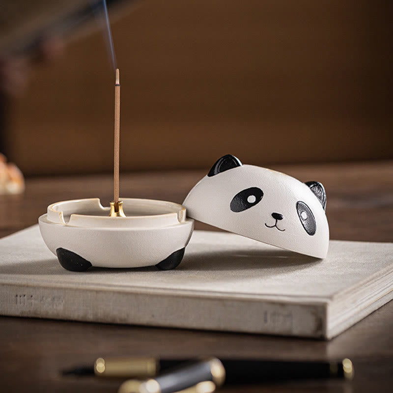 Buddha Stones Słodka Panda Uzdrawiająca Ceramiczna Kadzielnica Dekoracja Biurka