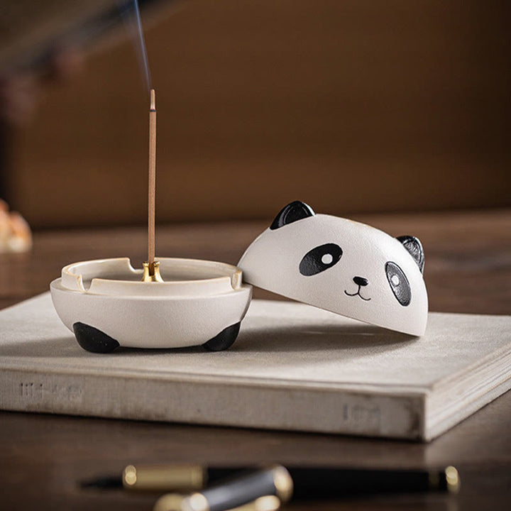 Buddha Stones Słodka Panda Uzdrawiająca Ceramiczna Kadzielnica Dekoracja Biurka