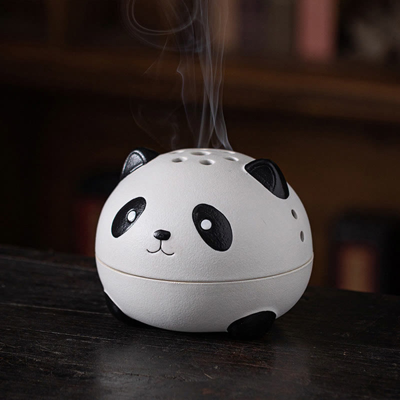 Buddha Stones Słodka Panda Uzdrawiająca Ceramiczna Kadzielnica Dekoracja Biurka