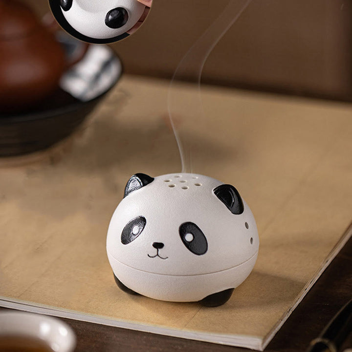 Buddha Stones Słodka Panda Uzdrawiająca Ceramiczna Kadzielnica Dekoracja Biurka