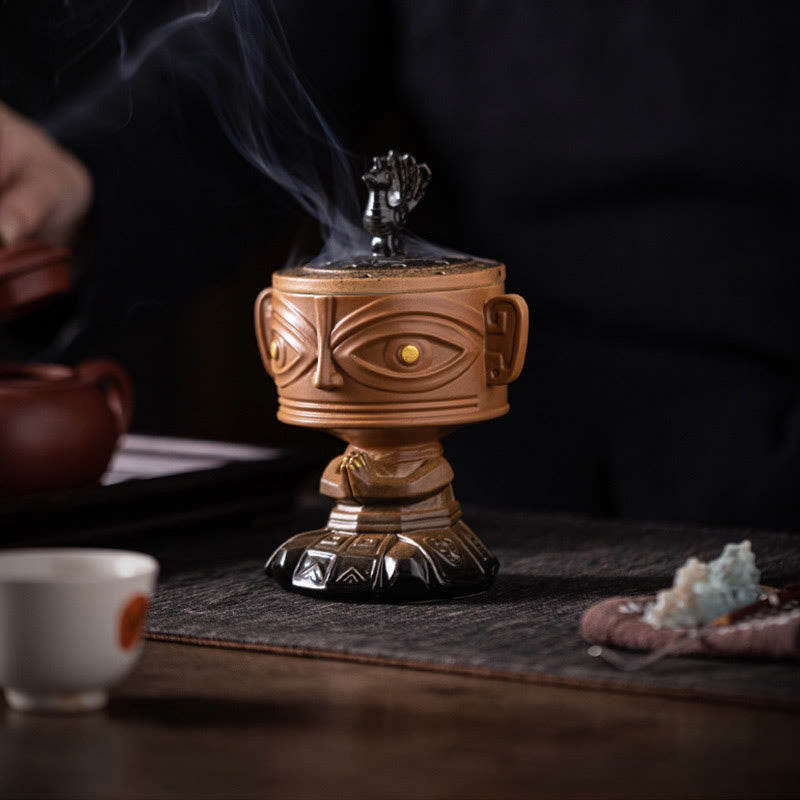 Buddha Stones Sanxingdui Uzdrawiająca ceramiczna kadzielnica Dekoracja biurka