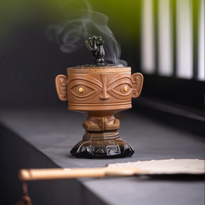 Buddha Stones Sanxingdui Uzdrawiająca ceramiczna kadzielnica Dekoracja biurka