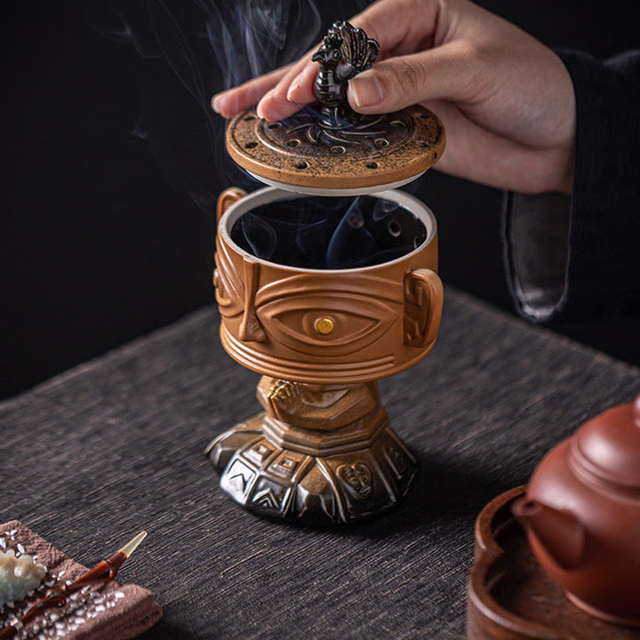 Buddha Stones Sanxingdui Uzdrawiająca ceramiczna kadzielnica Dekoracja biurka