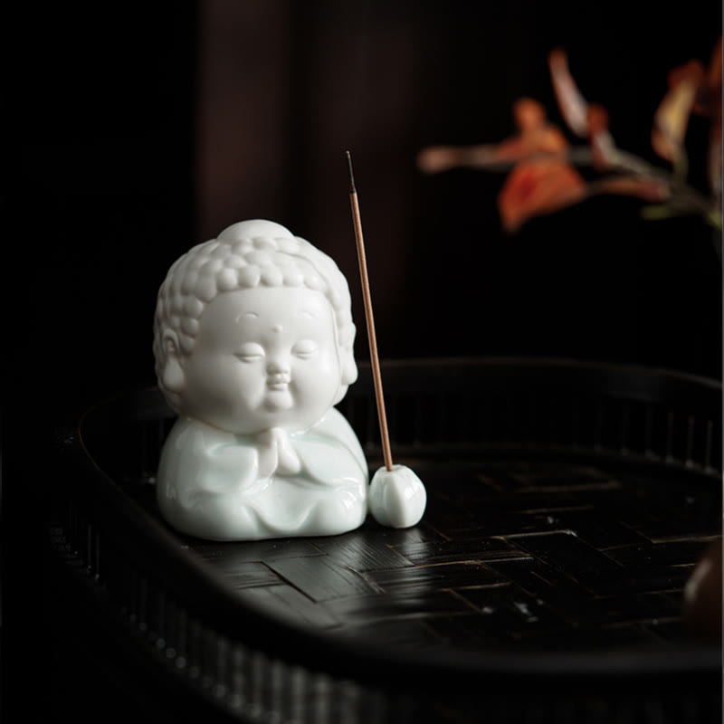 Buddha Stones Budda Siedzący Stojący Leżący Ceramiczny Uzdrawiający Kadzielnica Dekoracja Biurka